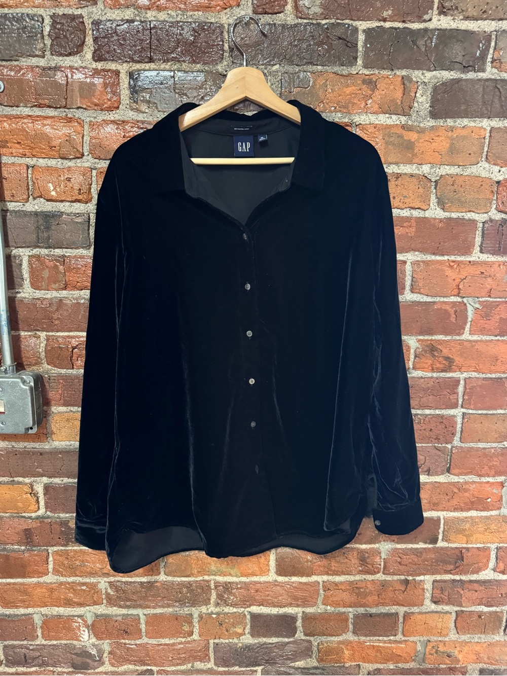 GAP Black Velvet Button-Front Women's Shirt Size XL